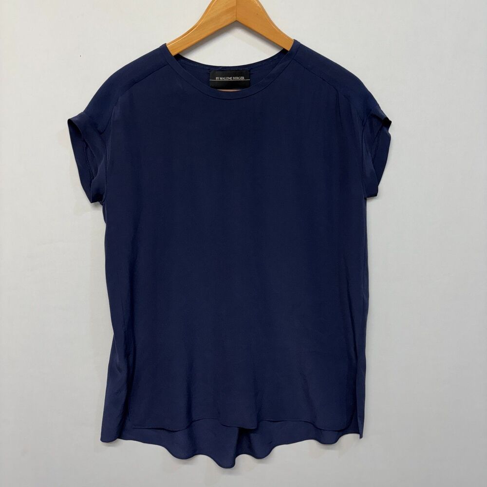 By Malene Birger Women 100% Silk Blouse Top Shirt Size 34 Blue C054 -11